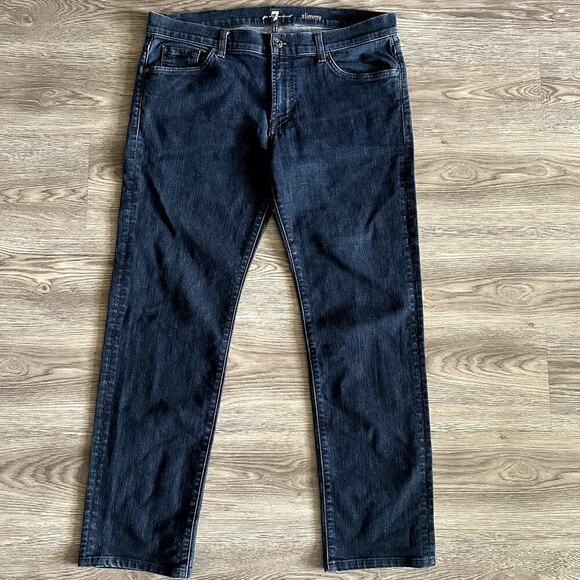 Men’s 7 For All Mankind Slimmy Jeans Dark Wash Size 38x31 - Picture 1 of 10